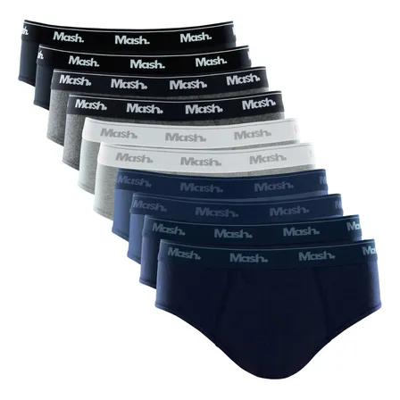 Kit Com 10 Cuecas Slip Mash Básica Masculina Algodão