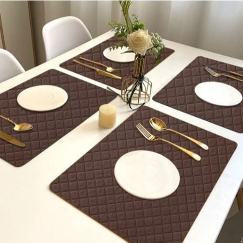 6 Jogo Americano Matelasse Cor Marrom Pvc