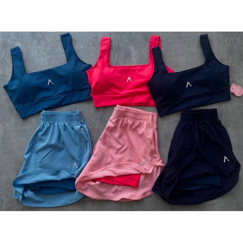 Conjunto Short Duplo Fitness Premium Poliamida Com Tactel E Top Com Bojo