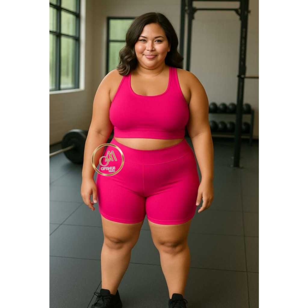 CONJUNTO KIT TOP + SHORT MEIA COXA PLUS SIZE SUPLEX DO G AO G4
