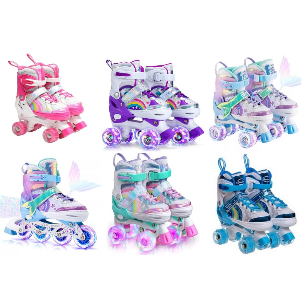 Patins 4 Rodas Infantil Tamanho Ajustável Com Led Nas Rodas