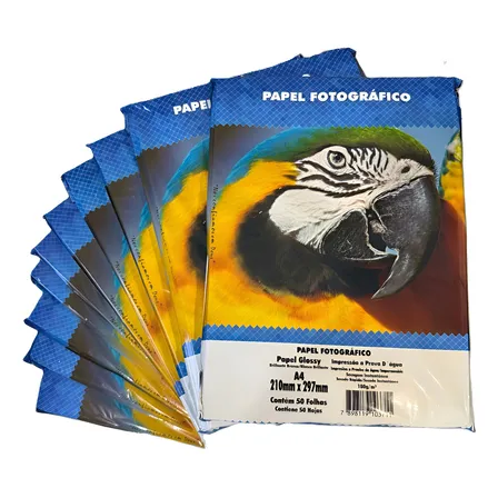 200 Folhas Papel Fotografico 180g Glossy A4 Masterprint Branco