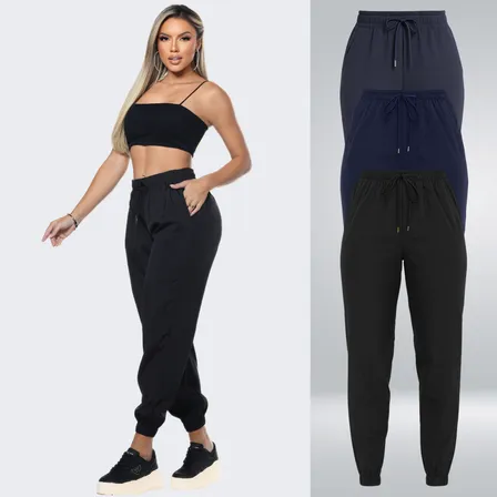 Calça Respirável Esportiva Slim Elastano Academia