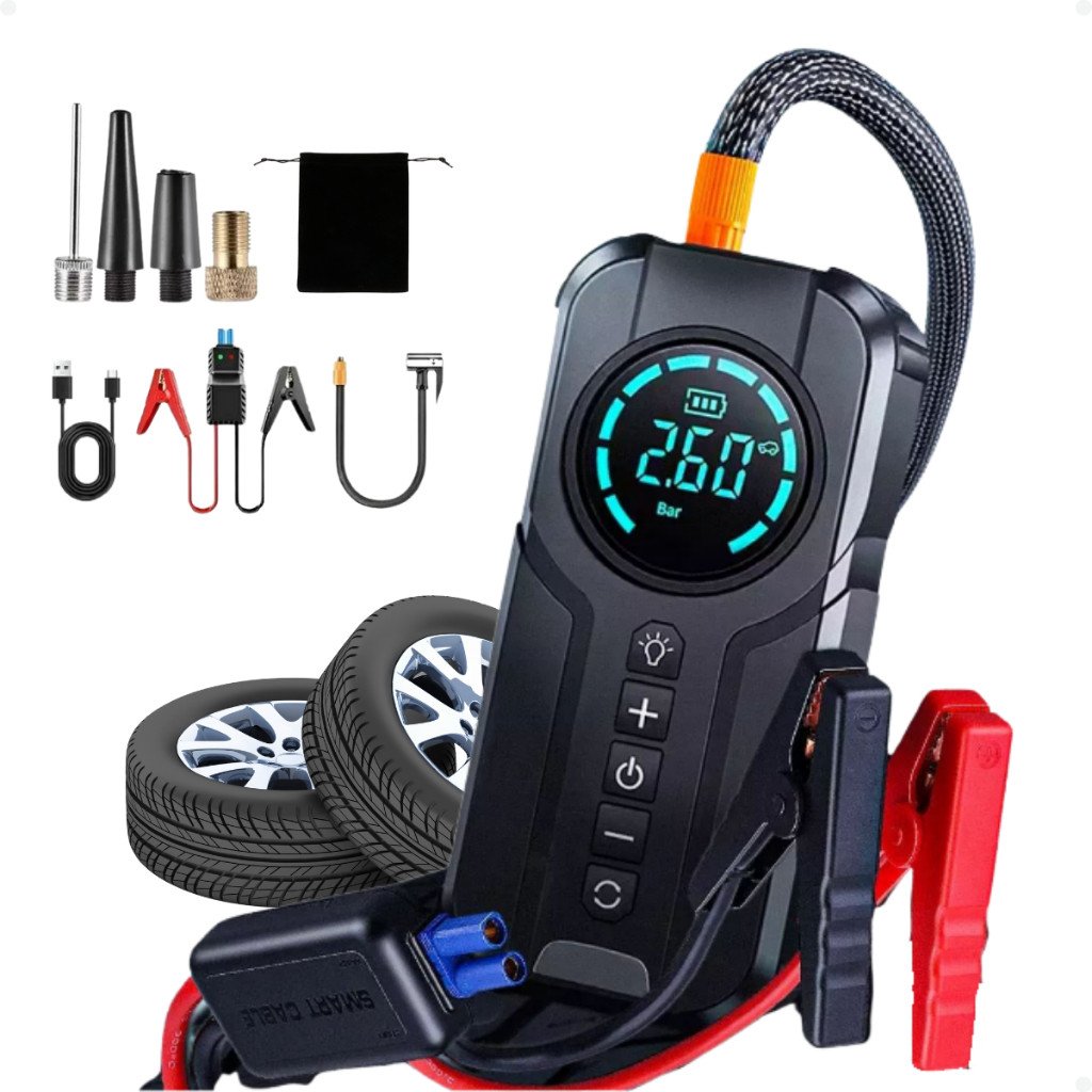 Bateria Auxiliar De Partida Portátil Com Bomba De Ar de Rosquear