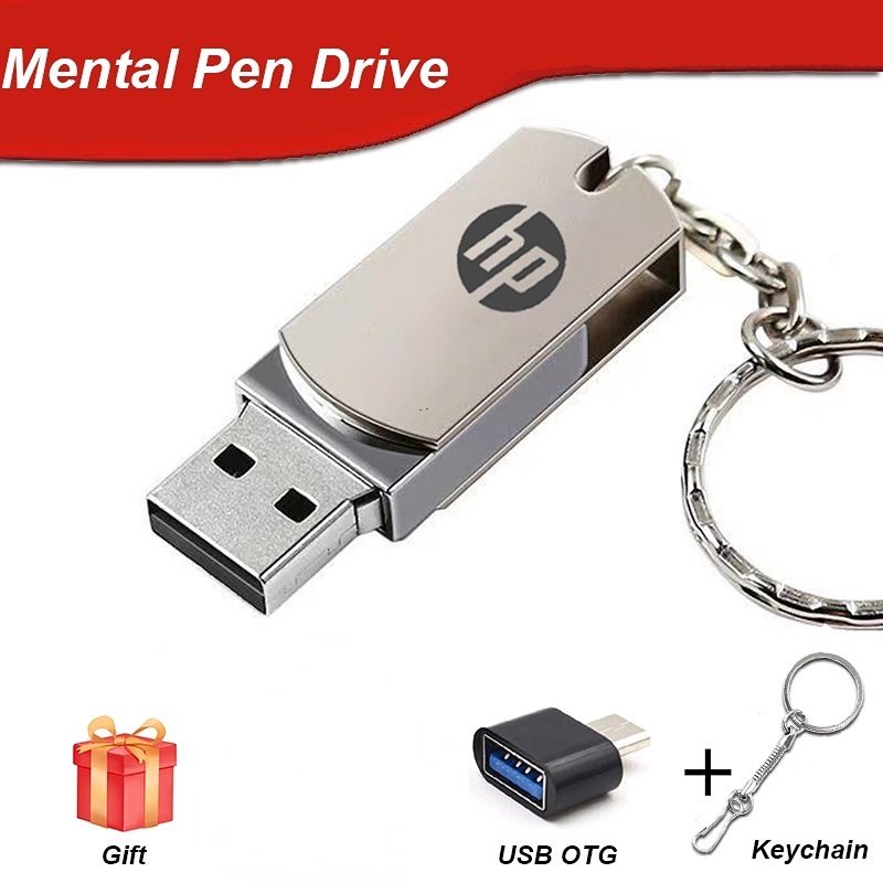 Pen Drive Tb 1 2TB Flash USB De Alta Velocidade De Rotação HP 128GB 256GB 512GB Mental USB3.0 Salto Com Chaveiro