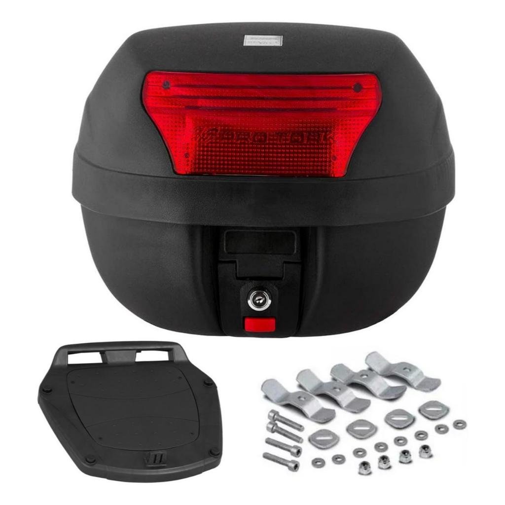 Bau para moto organizador bauleto universal baú Pro Tork 28 Litros Vermelho