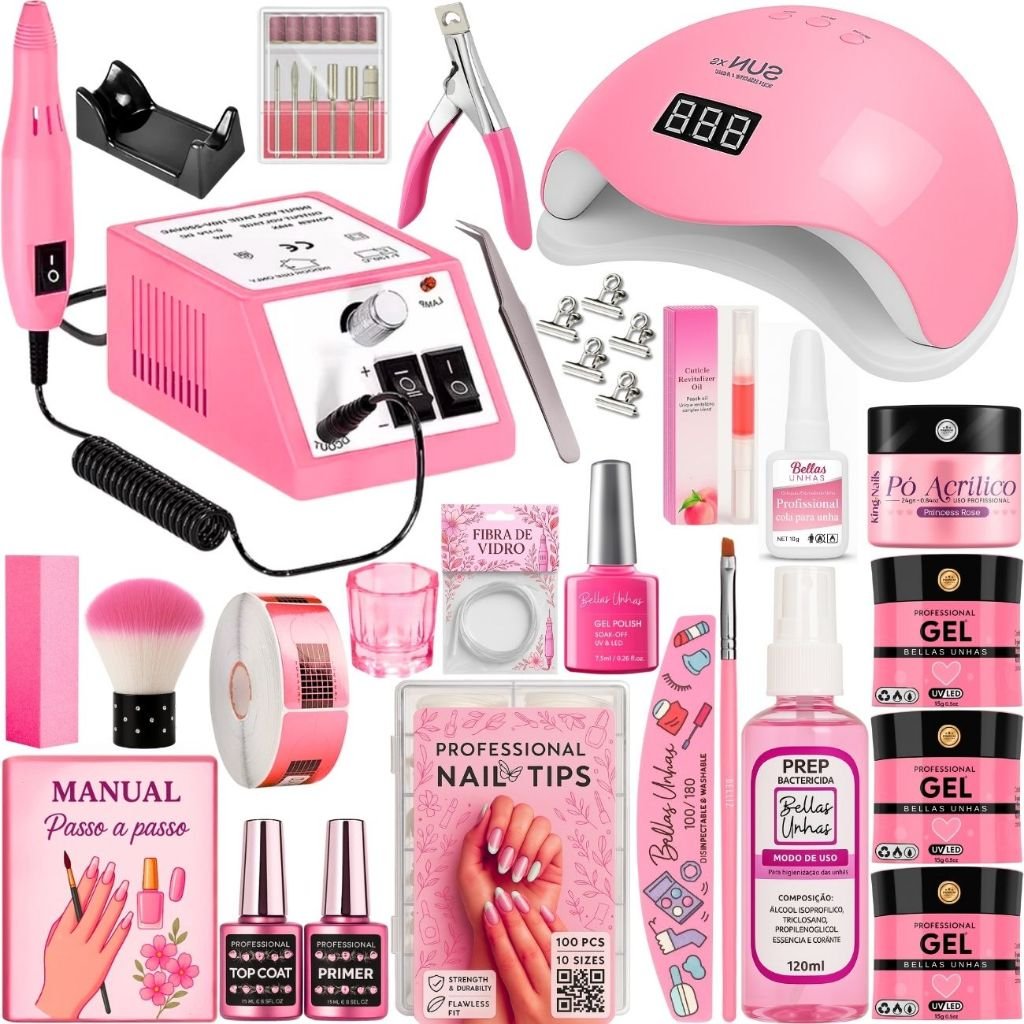 Kit De Unha Gel Completo Fibra Kit Alongamento Gel - Envio Imediato