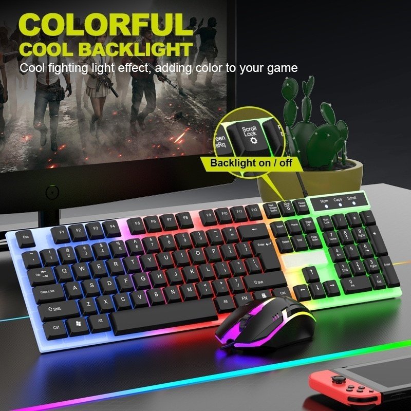 kit teclado e mouse gamer mouse teclado Teclado Semi Mecânico + Mouse Gamer 3200dpi Rgb Led -H8