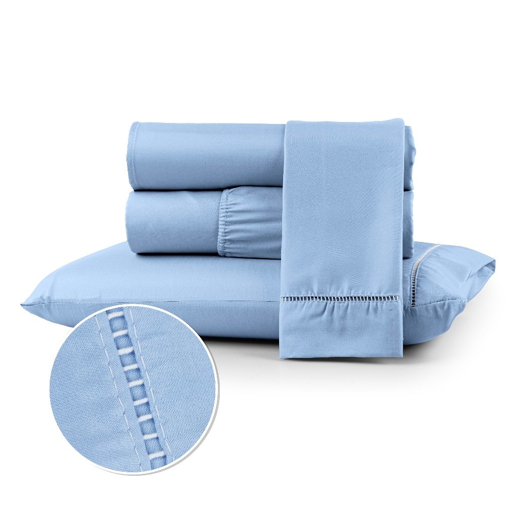Kit Jogo de Lençol Cama Box Micropercal 400 fios Toque Macio com Fronhas Ponto Palito