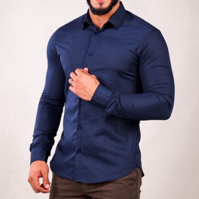 Camisa Social Slim Fit Luxo Manga Longa Masculina Passa Fácil