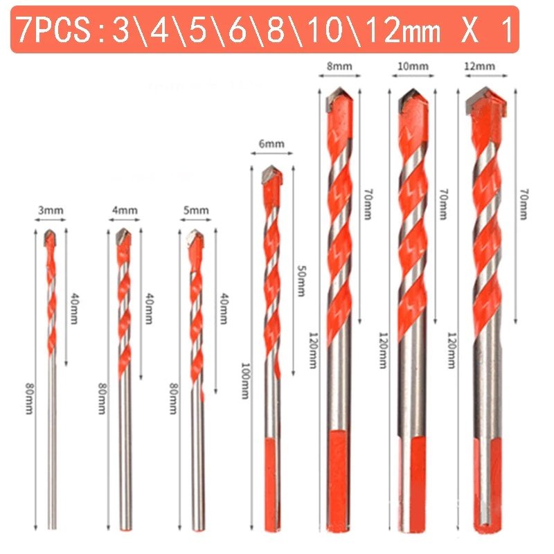 kit de brocas diamantadas de carboneto profissional para furadeira 7 tamanhos 3-12mm