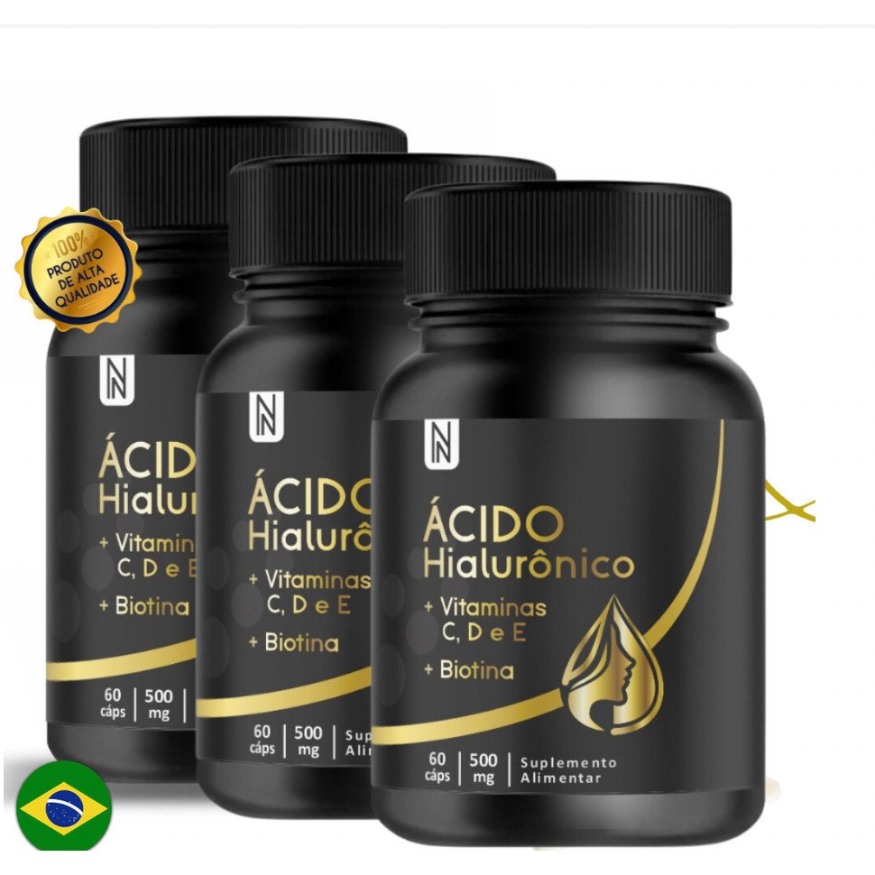 Kit 3x potes  Ácidos Hialurônicos  NATURALY 60 cápsulas Envio Imediato