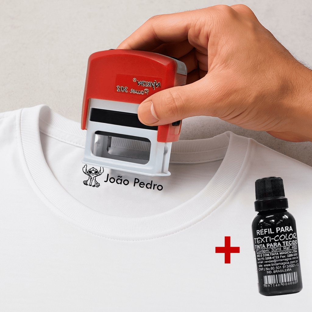 Carimbo Para Tecido Personalizado + Tinta Para Tecido - Carimbo Para Tecido Automático Nykon