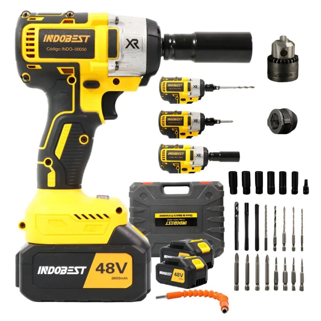 Chave De Impacto 48v Recarregável Profissional Furadeira Amarelo 60 Hz