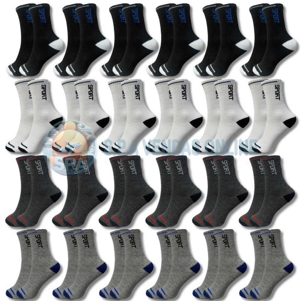 Vários modelos com Kit de 24 meia cano alto 100% algodão soquete Cano Curto Masculina Feminina Unissex direto da fabrica