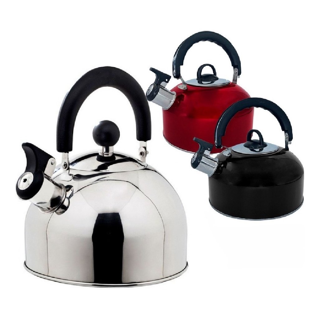 Chaleira Inox 2L Grande com Apito Bico Bule de Café Várias Cores