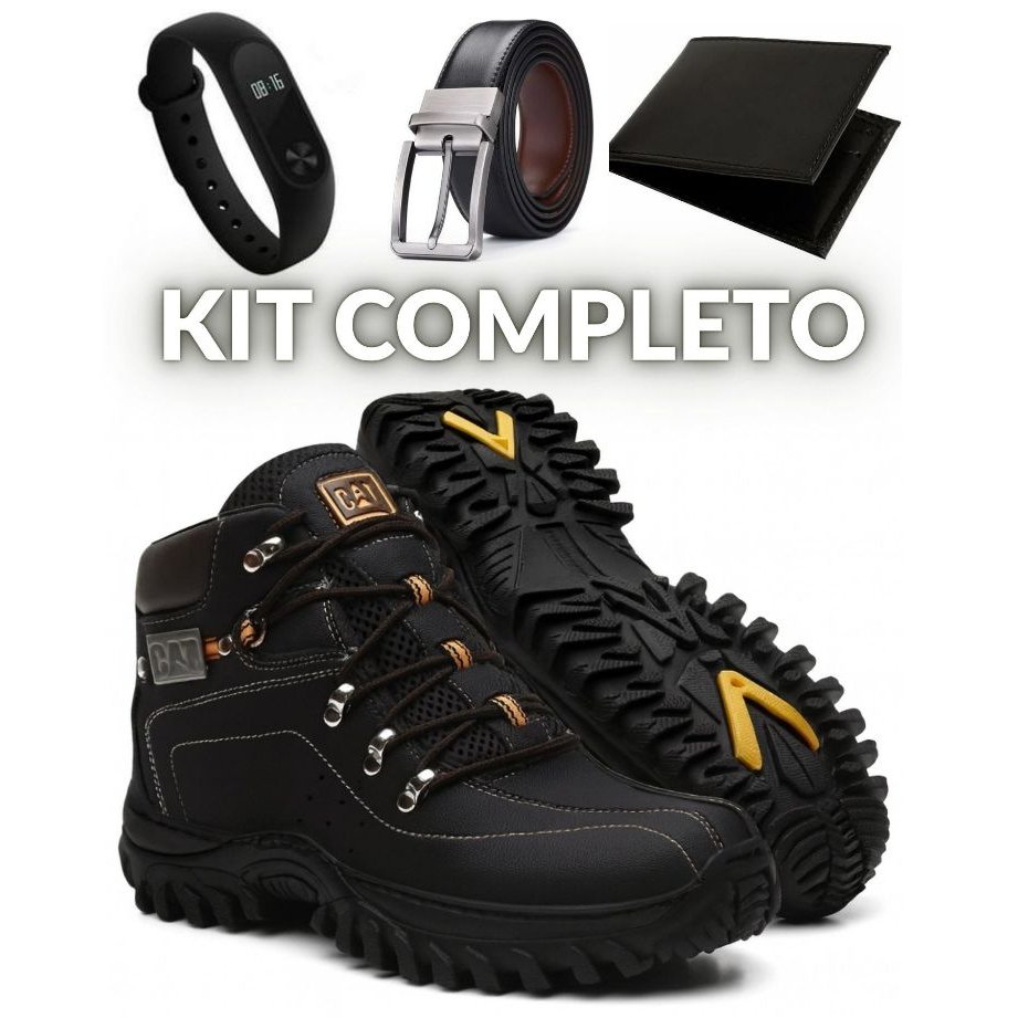 Bota Caterpillar Masculino Otimizado + Cinto + Carteira + Relógio