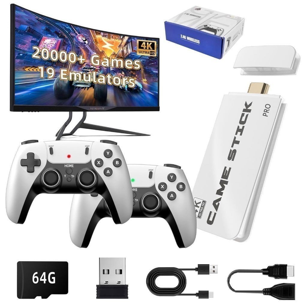 Video Game Stick M15 Pro 4k 64GB HDMI com 2 Controladores Sem Fio +20000 Jogos vancon