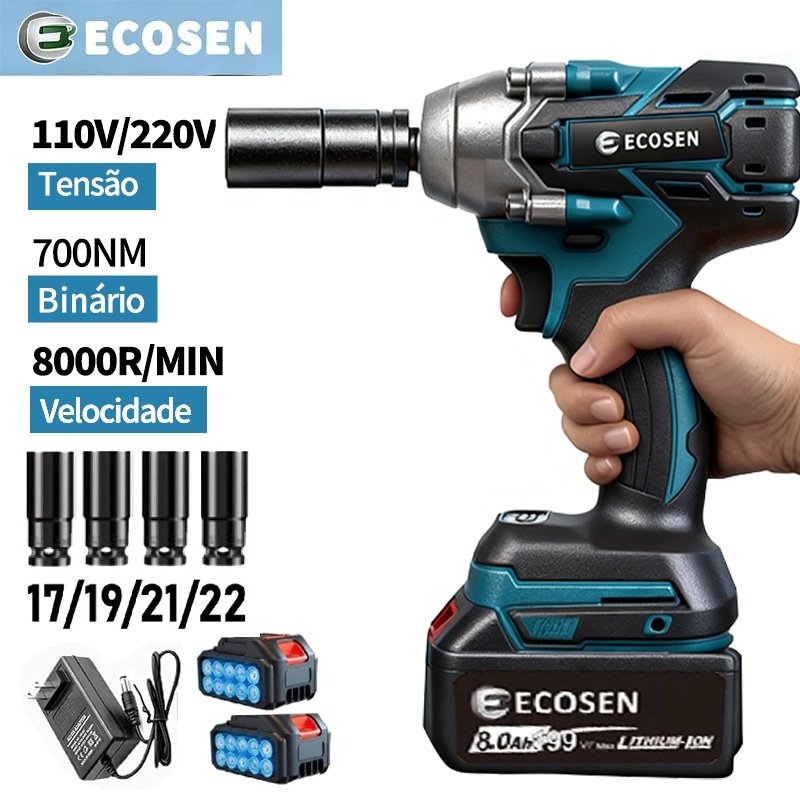 Chave De Impacto Parafusadeira Reforçada Portátil 1/2" 21v  Carregador Bivolt