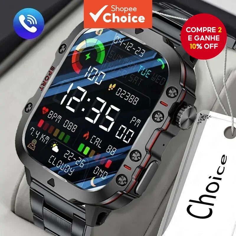 Smartwatch Esportivo Para Homens 420mAh Com Chamada Bluetooth E Monitoramento De Saúde