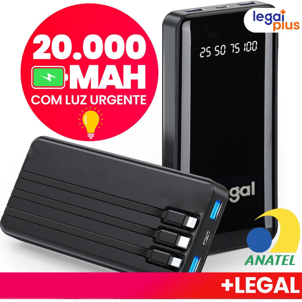 Carregador Portátil Power Bank Favo de Mel Bateria Externa 20000mah