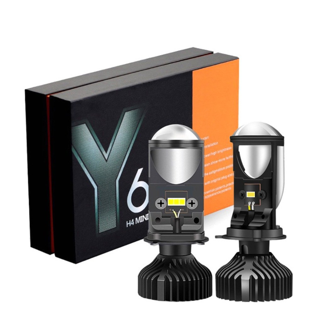 Kit Conversão H4 LED 24.000LM - Lente Projetor Mini para Carro Alto/Baixo Y6 Y7 Y8