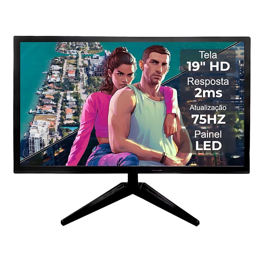 Monitor 19" De alta qualidade Taxa de 5ms 75 Hertz VGA+HDMI Nota fiscal