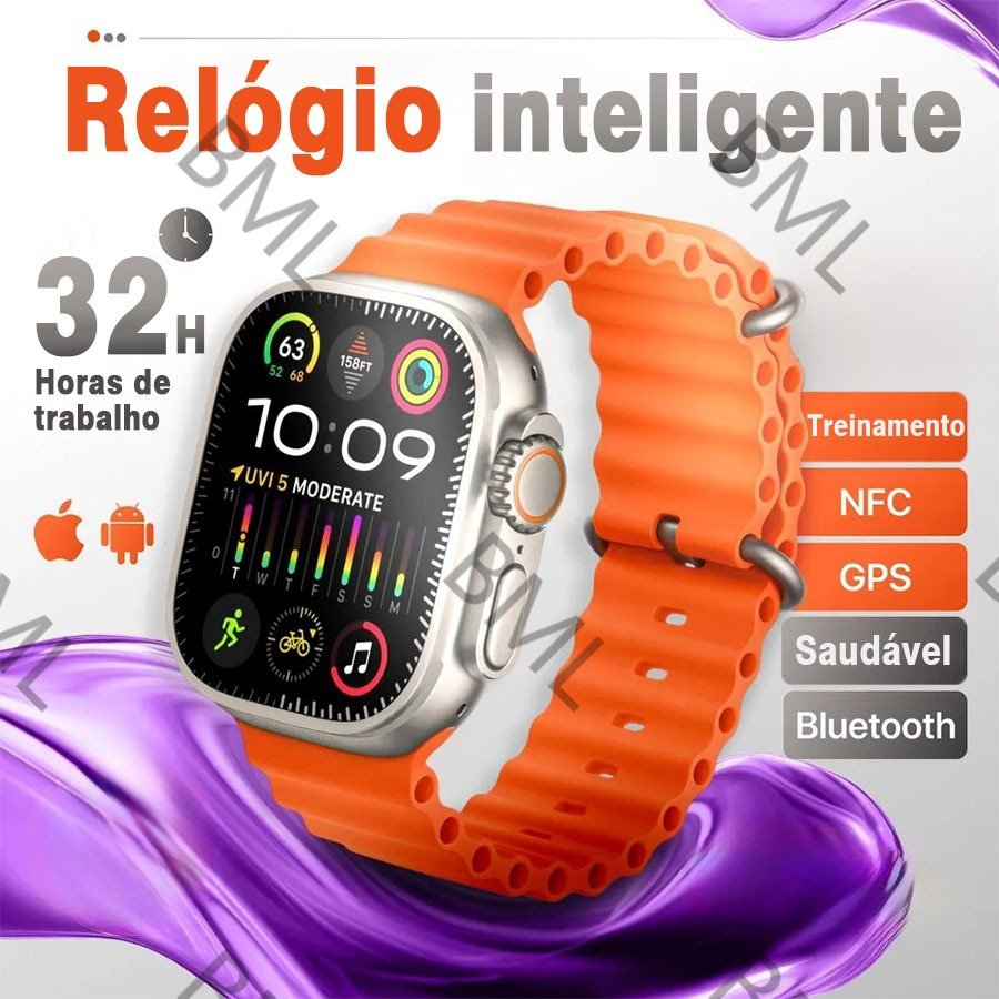 Smartwatch Original X9 Ultra Série 9 Bússola 49mm NFC GPS Esportivo Fitness Relógio Inteligente Para Android IOS