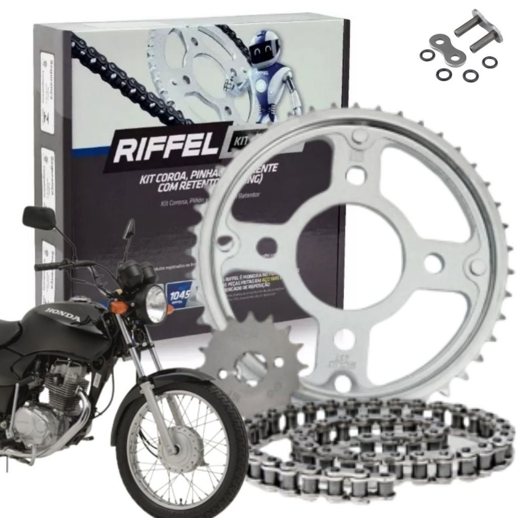 Kit Relação Tração Transmissão Retentor Cg Titan Fan 150 2004 a 2016 Original Riffel