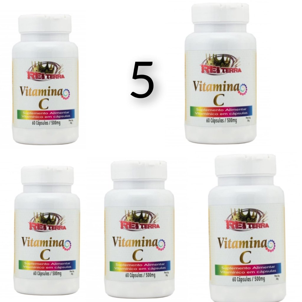 kit 5 Vitamina C 500mg - 60 caps Rei Terra