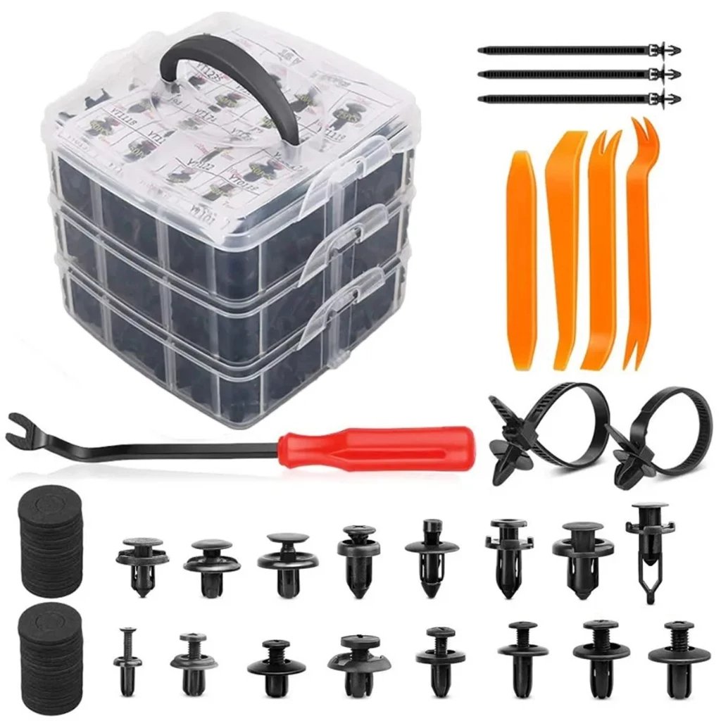 Kit 650/130/100 Peças Presilha Grampo Fixadores Revestimento Interno Externo Kit Espátula Com Chave Automotivo