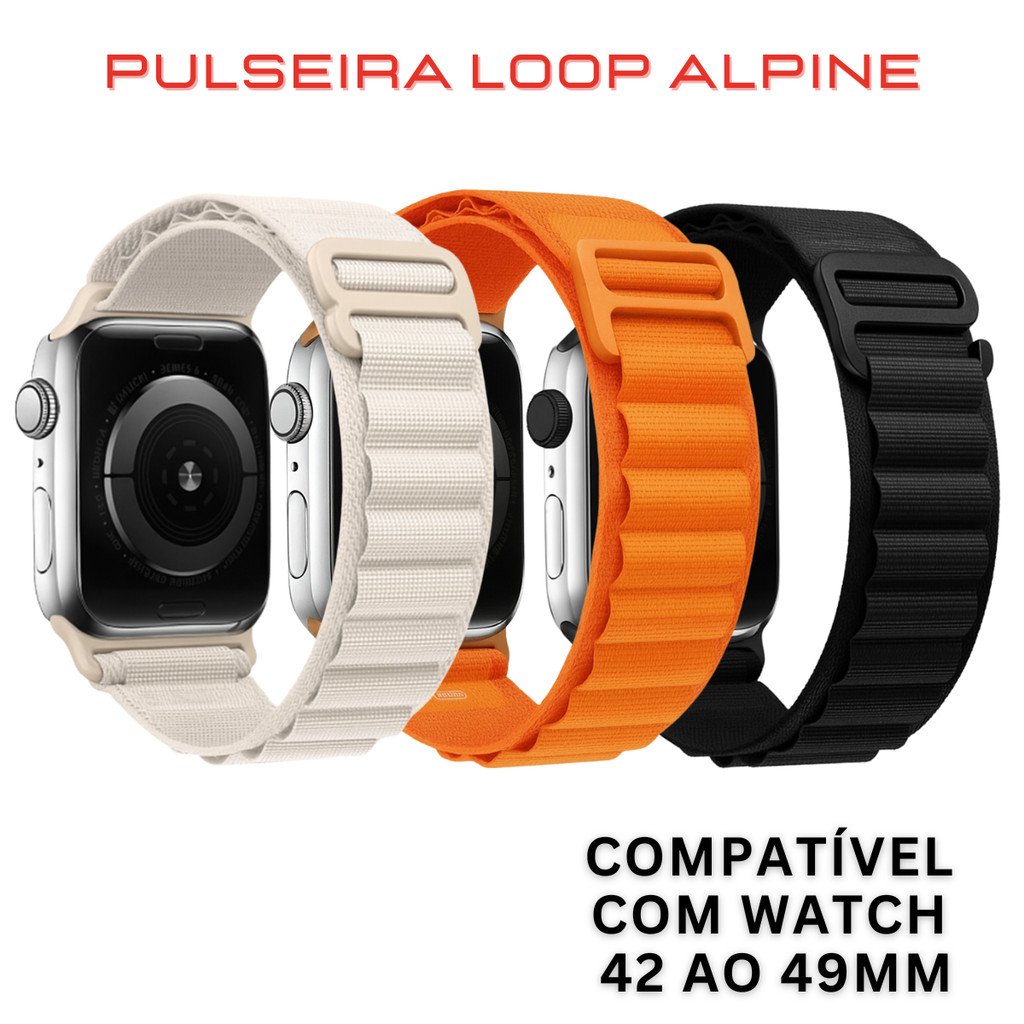 Pulseira Smartwatch Loop Alpine Alpina Nylon Compatível 42mm 44mm 45mm 46mm 47mm ao 49mm