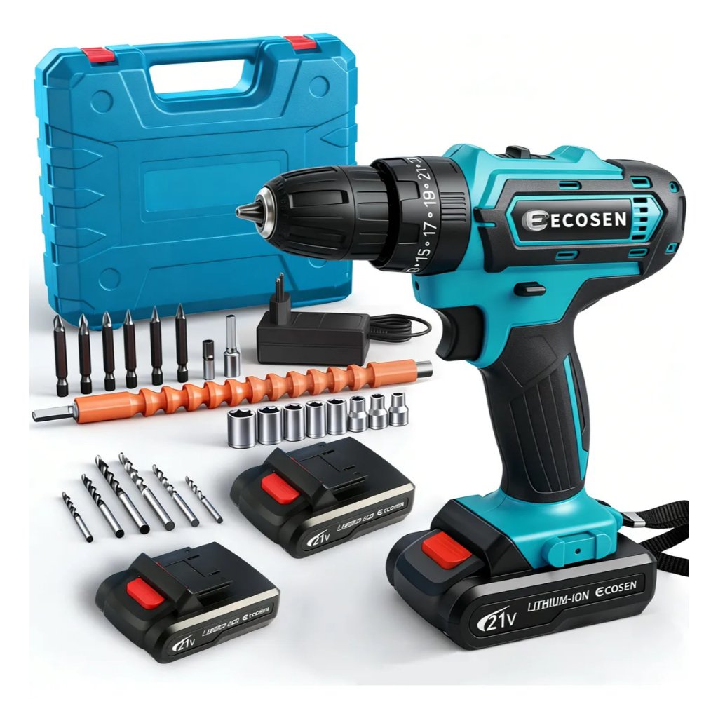 Parafusadeira/Furadeira be Impacto  Kit Maleta COM DUAS BATERIAS Kit de 28pcs 220V/110V