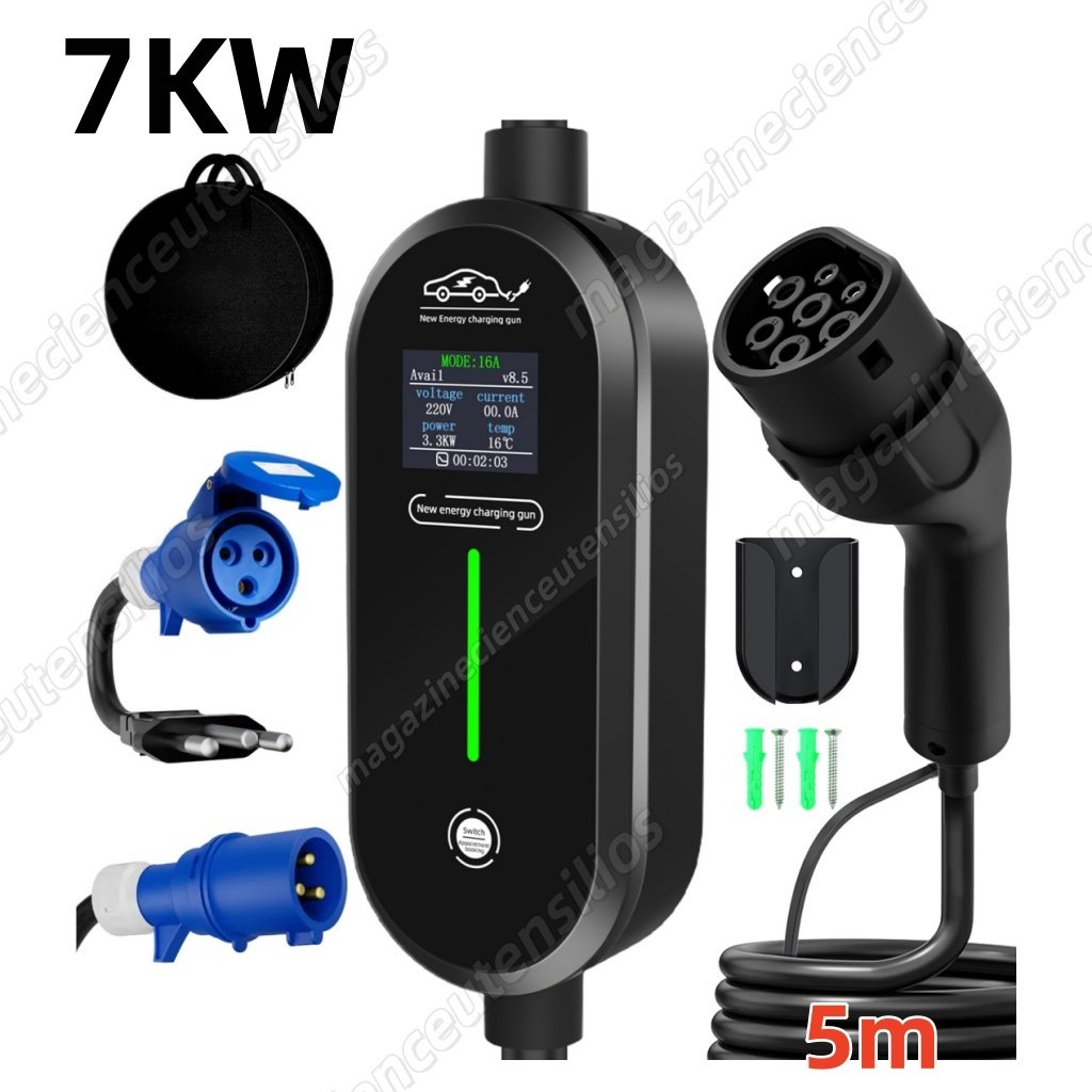 Carregador Para Carro Elétrico Portátil 7kw 32a 110v/220v