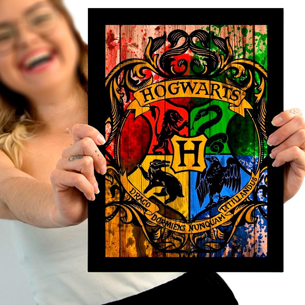 Quadro Harry Potter Decoração Geek Nerd Otaku com Moldura e Vidro - Modelo 04