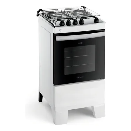 Fogão 4 Bocas A Gás Branco Com Mesa De Inox Atlas Agile Up 127/220v