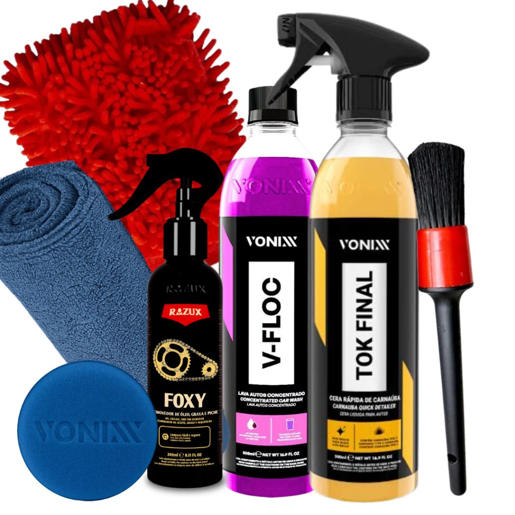 Kit Lavagem Moto Vonixx Shampoo Desengraxante Cera + Limpador Corrente