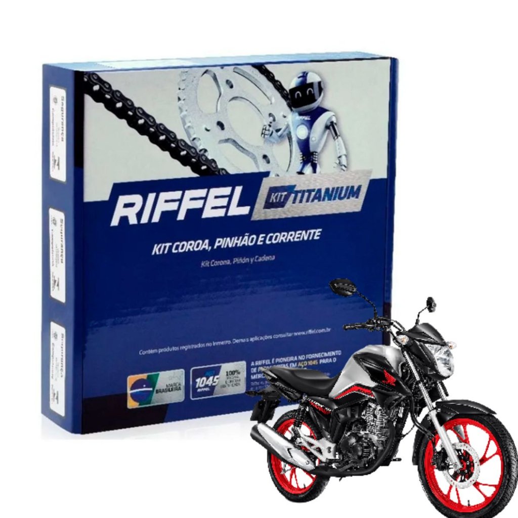 Kit Relação Transmissão Tração CG TITAN FAN 160 2016 a 2025 ORIGINAL RIFFEL