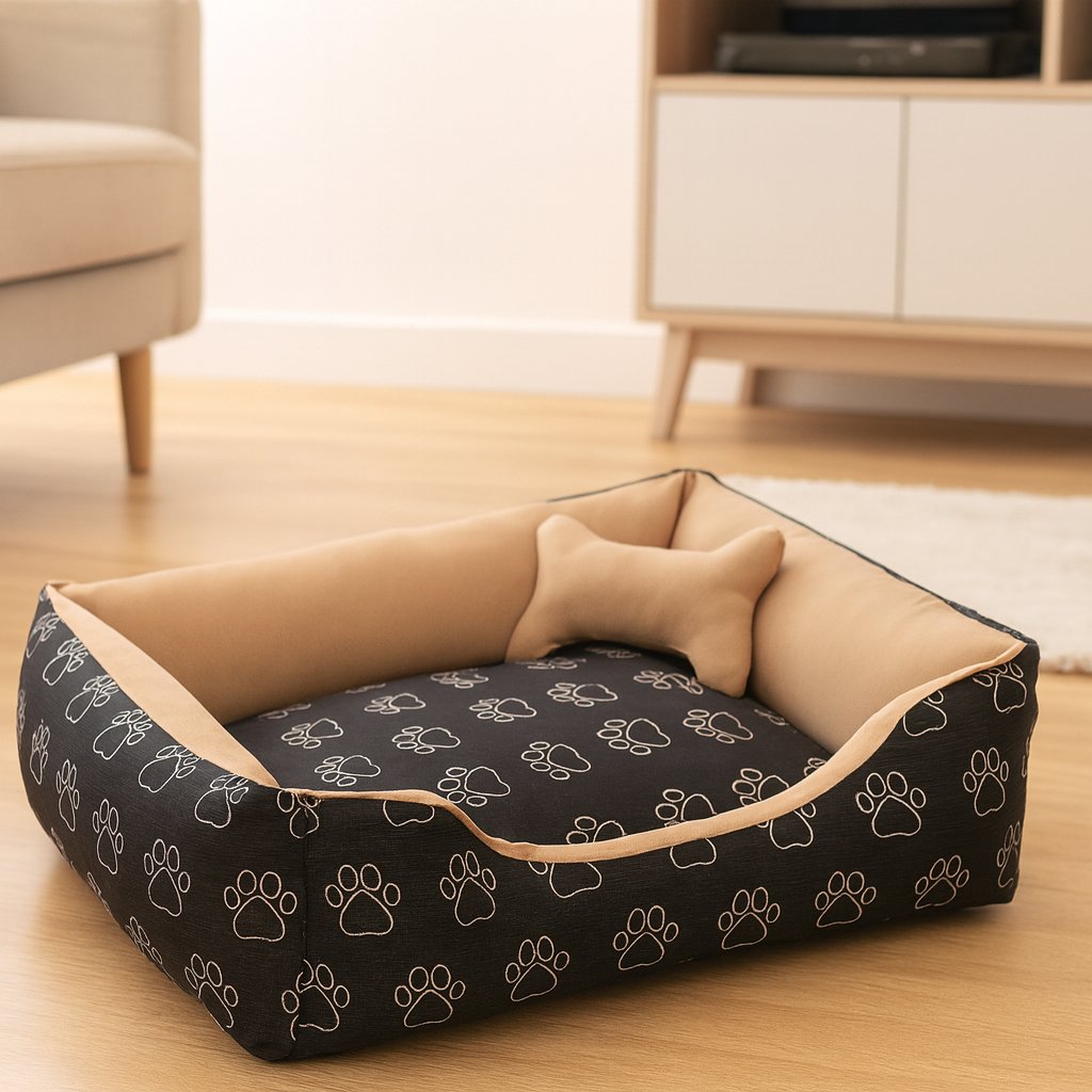Cama Pet Caminha de Cachorro ou Gato tamanho Médio 60x47 Lavável com Fundo IMPERMEÁVEL + Ossinho