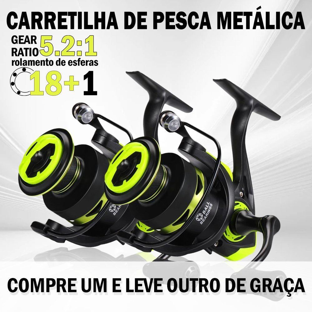 【Compre 1 e leve 1 grátis】 Carretel de pesca Carretel de pesca 5.2:1 HK 2000/7000 com cabo de EVA amarelo