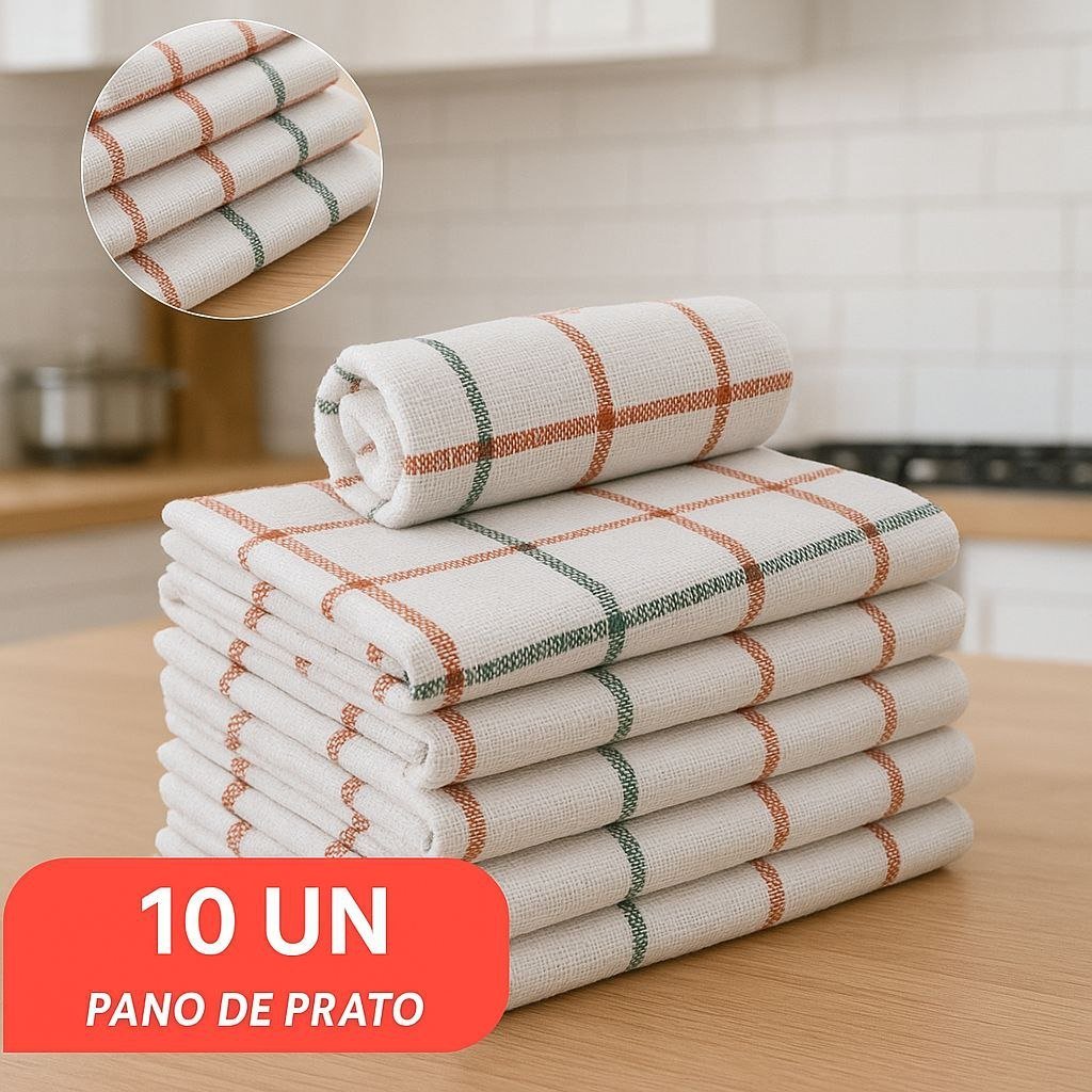 Kit Panos de Copa Pano de Prato Xadrez Para Cozinha - 41x65cm Gigantes