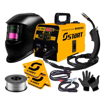 Kit Máquina De Solda Inversora Tocha + Máscara Acessórios Amarelo 220v