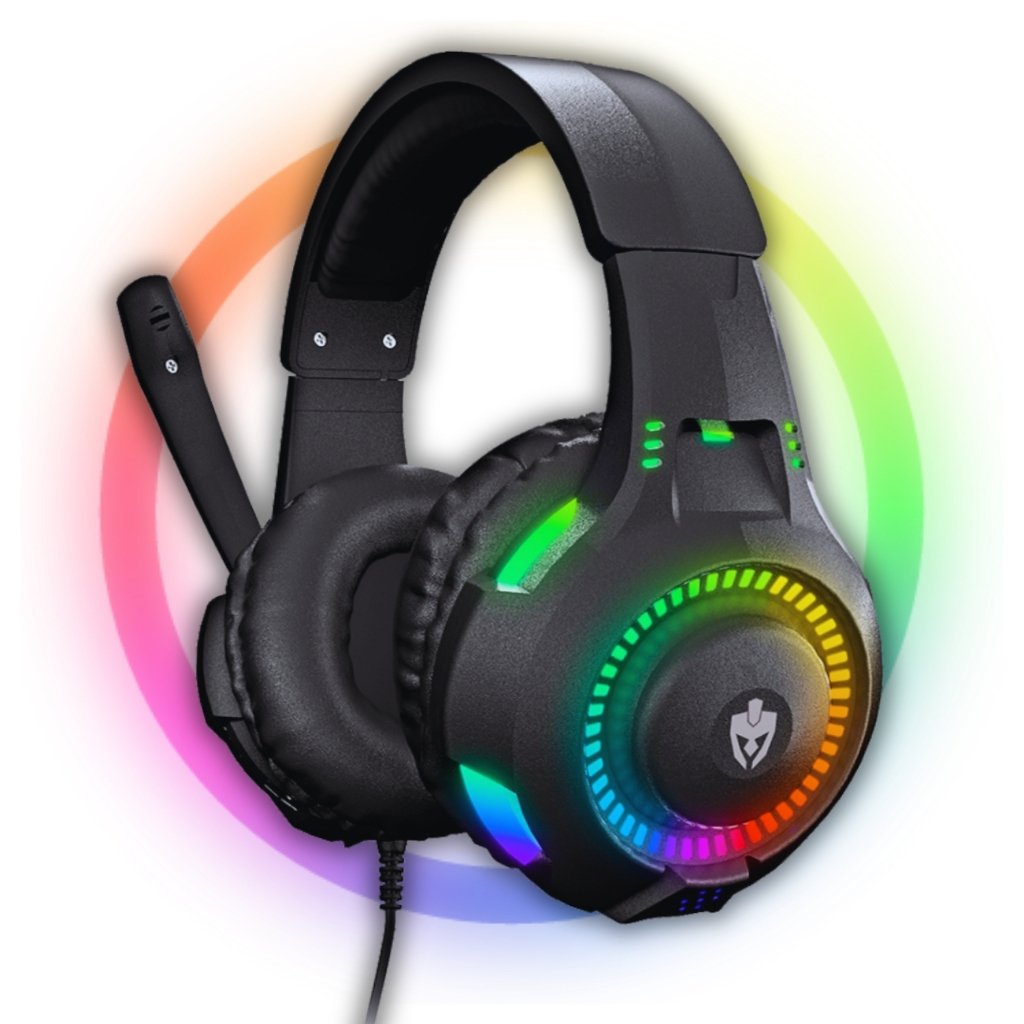 Fone De Ouvido Headset Gamer Profissional Preto Led RGB PC USB P2/P3 Celular Vídeogame Xbox PS4 PS5