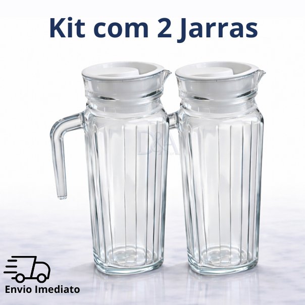 Jarra de Vidro Suiça 1L com Tampa Água Suco Vidro Resistente