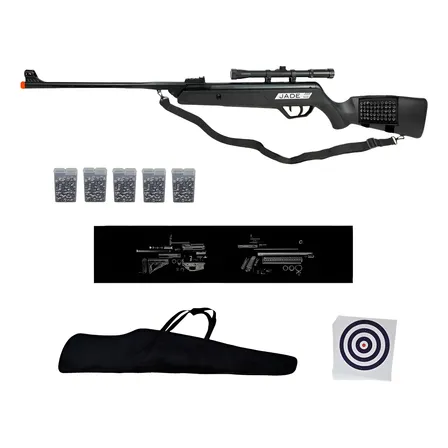 Carabina Espingarda De Pressão Cbc New Jade 5.5+ Super Combo Preto 5.5 Mm