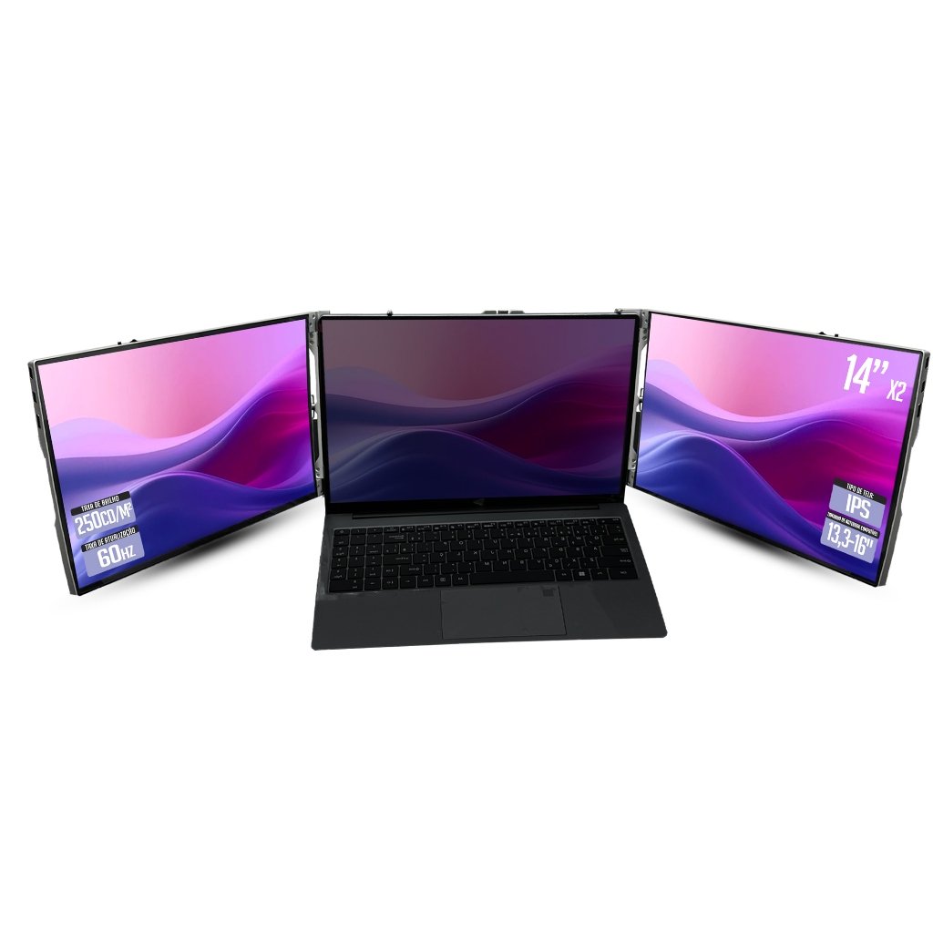 Monitor Duplo Portátil IPS 60Hz Tela 14" Fhd 1200p Hdmi Usb-c Para Notebook