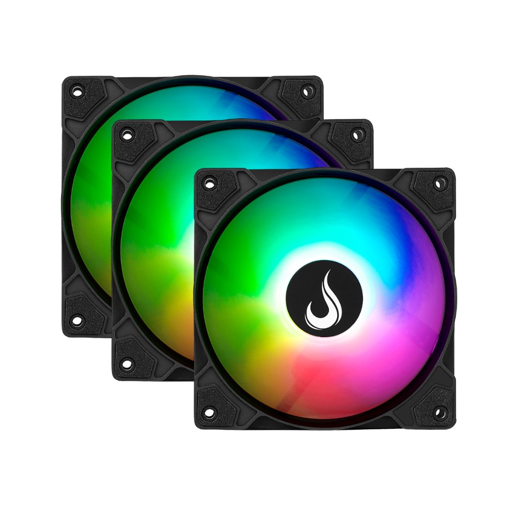 Kit 3 Cooler Fan Gamer | Rise Mode | X Led Black Rainbow | 120mm