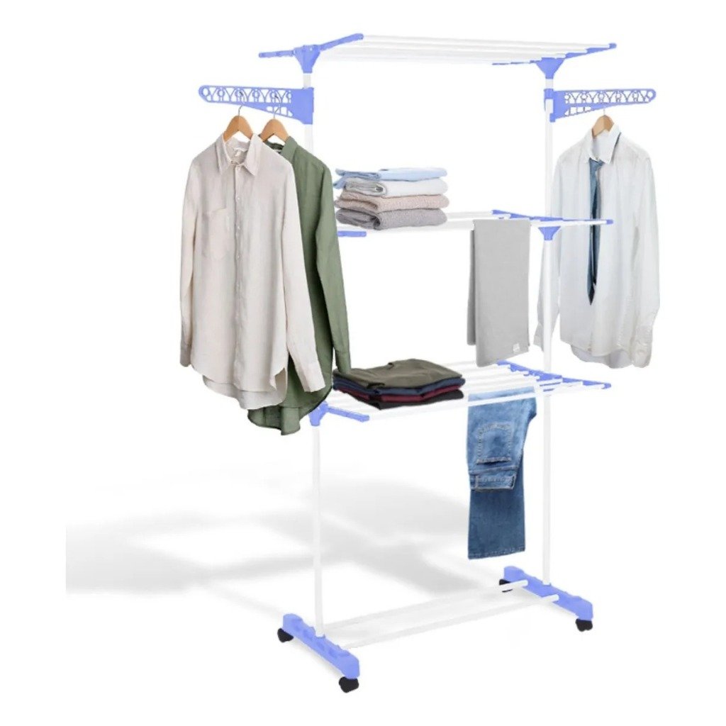 Varal De Roupa Aco Inox Dobravel Vertical Cor Prateado