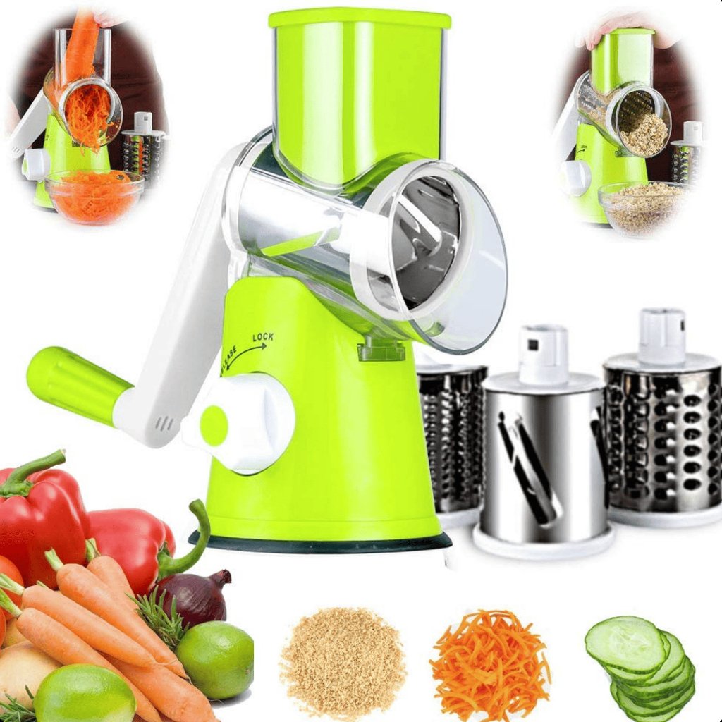 Cortador Ralador Fatiador De Legumes e Vegetais Giratório 3 Lâminas Inox Mandoline Table Moderna Mix