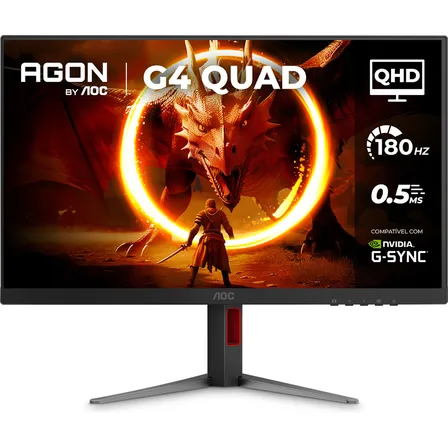 Monitor Gamer Aoc Agon Quad 27'' 180hz Base Ajustável Q27g4f Preto 127/220v